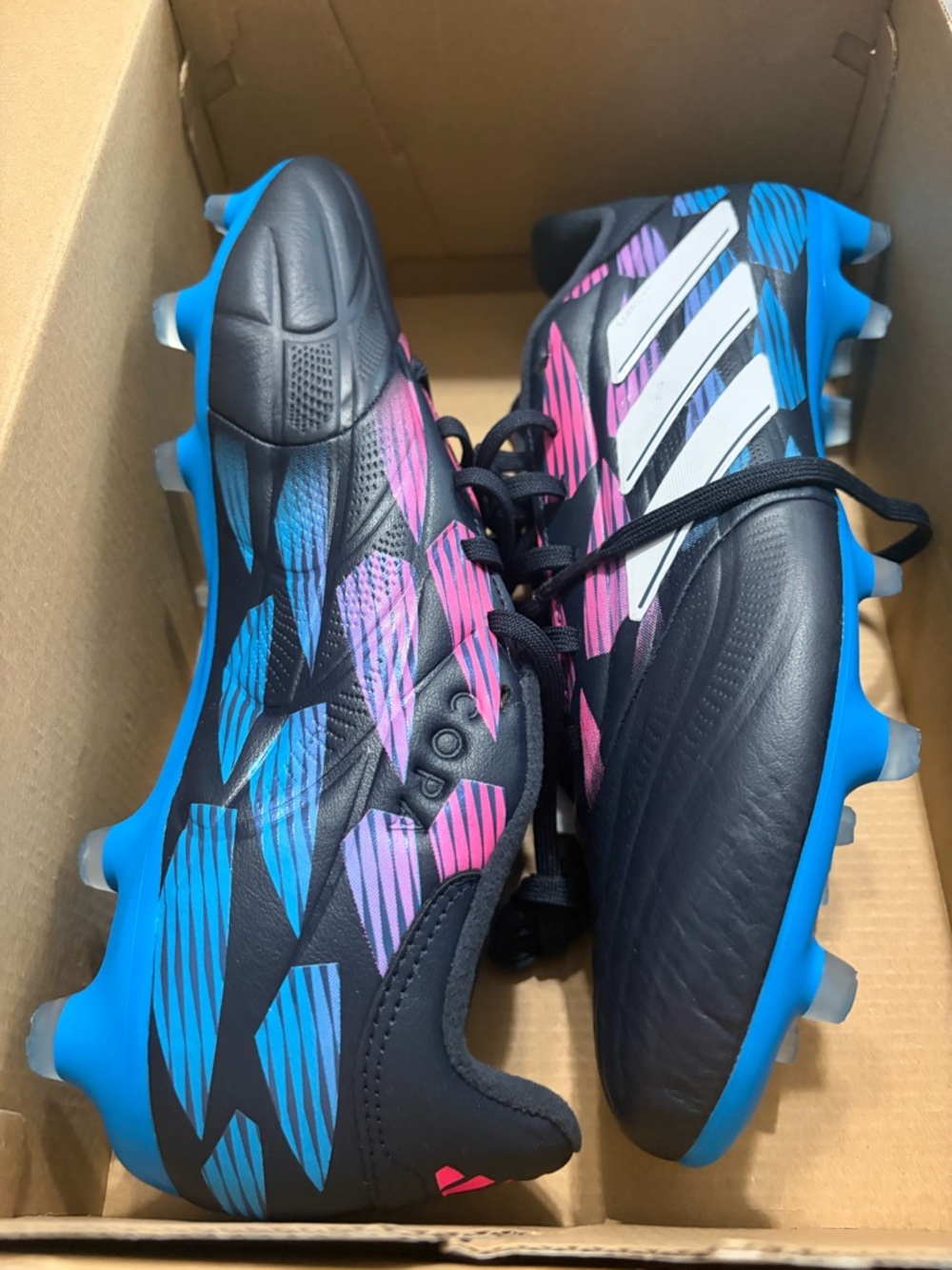 adidas Kids Black Blue & Pink Soccer Cleats
